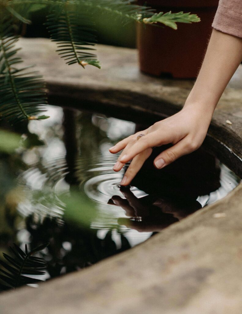 Touching water | anxiety and trauma delray beach | anxiety therapist | anxiety therapy | Delray Beach, Florida | Juno Beach | Loxahatchee | Village by the Sea | Pineapple Grove | SOFA | Lake Ida A hand gently touches water, creating ripples among green plants and reflections in a natural pond. Does anxiety and trauma keep you from feeling grounded in yourself? An anxiety therapist in Delray Beach, FL, guides you toward reconnection and inner stability.